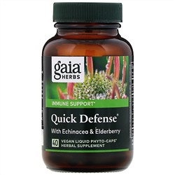 Gaia Herbs, Quick Defense, 40 веганских капсул Liquid Phyto-Caps