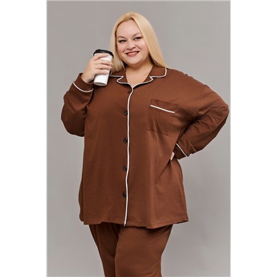 Пижама с брюками на пуговицах больших размеров Однотоннная НАТАЛИ, 1224905