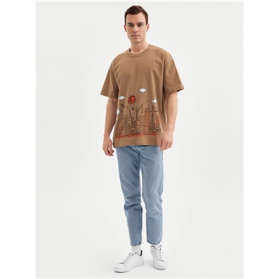 Футболка мужская MINAKU: Art, коричневая, р-р 42-44