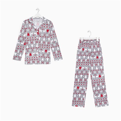 Пижама новогодняя женская (рубашка, брюки) KAFTAN «Скандинавия», размер 52-54