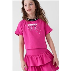 Комплект трикотажный для девочек: джемпер (футболка), юбка-шорты PLAYTODAY, 1240350
