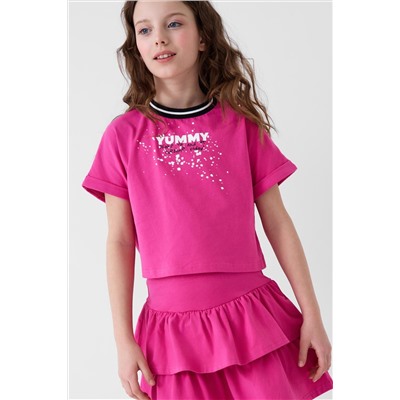 Комплект трикотажный для девочек: джемпер (футболка), юбка-шорты PLAYTODAY, 1240350