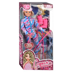 Кукла 29см София, руки и ноги сгиб, лыжница, в коробке