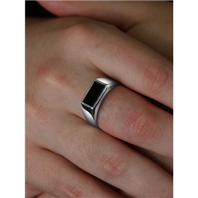 Печатка из серебра с фианитом родированная 3302720р