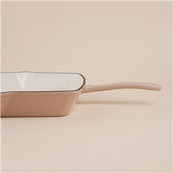 Сковорода-гриль SL Home, d=25.5 см, h=5 см, эмалированное покрытие, индукция, со сливом, бежевая