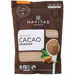 Navitas Organics, Органический какао-порошок, 454 г (16 унций)