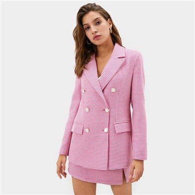 Пиджак женский двубортный MIST, размер 50, цвет розовый, белый