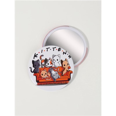 Зеркало карманное KITTENS, d=7 см, разноцветное