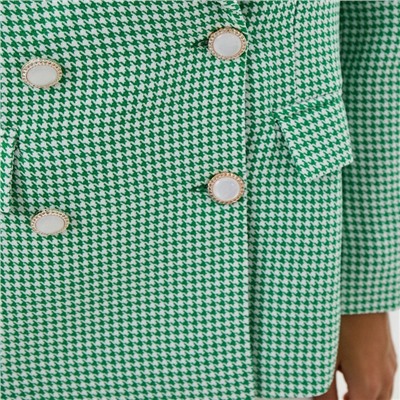 Пиджак женский двубортный MIST, размер 50, цвет зелёный, белый