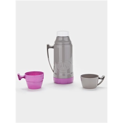 Термос 1 л, 11×31 см, со стеклянной колбой, пластик, фиолетовый