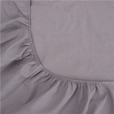 Простыня на резинке 1.5-спальная SL Home Cotton, 140×200+30 см, серая, жатый хлопок