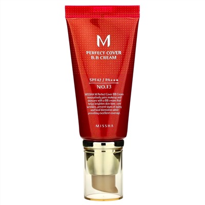 Missha, Perfect Cover BB Cream, BB-крем, SPF 42 PA+++, оттенок 13 насыщенный бежевый, 50 мл
