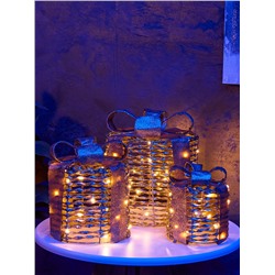 Фигура световая «Подарки цилиндр», 25×20×15 см, 90 LED, батарейки ААх8 (не в компл.), свечение тёплое белое