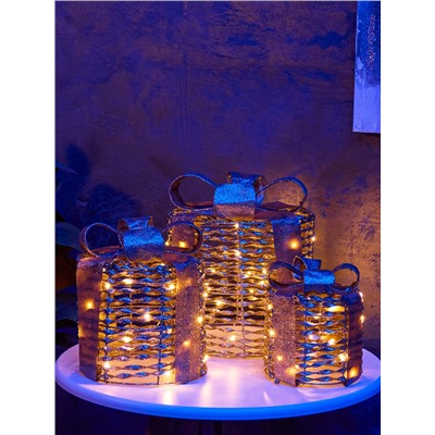 Фигура световая «Подарки цилиндр», 25×20×15 см, 90 LED, батарейки ААх8 (не в компл.), свечение тёплое белое