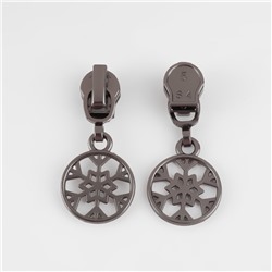 Бегунок для молнии «Спираль», №5, «Снежинка», 10 шт., цвет чёрный никель