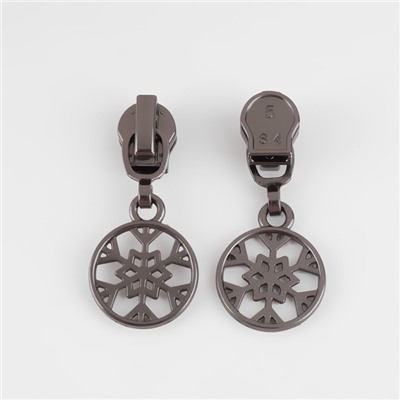 Бегунок для молнии «Спираль», №5, «Снежинка», 10 шт., цвет чёрный никель