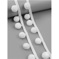 Тесьма декоративная с помпонами, 35±5 мм, 9.1±0.5 м, белая