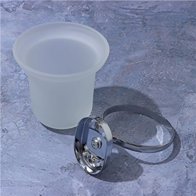 Ёрш для унитаза с подставкой настенный Штольц Stölz «Нео», 12×14×36 см, цвет хромированный