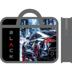 Папка пластиковая А4 на молнии с ручками 33х26х7,5 см ПМ-А4-25 "ЧЕРНАЯ МАШИНА/BLACK CAR" Пчелка