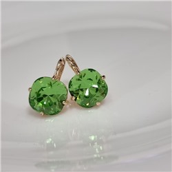 Серьги с кристаллом под Swarovski ювелирная бижутерия коллекция "Дубай" покрытие позолота, вставка: стекло, цвет: салатовый, арт.414.688