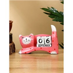 Календарь настольный «Кошка», 13×4×10 см, дерево, розовый