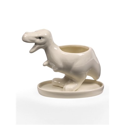 Декоративный горшок для цветов «Тирекс», керамический, 110 мл, 14×6.5×11 см, с поддоном, белый