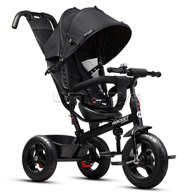 Велосипед трехколесный Rocket 137-BK, колеса надувные 12"/10", цвет черный