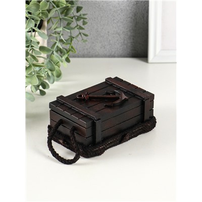 Шкатулка для украшений «Морской сундук с якорем», с ручкой, дерево, красно-коричневая, 12.8×8×5.5 см