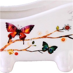 60122 Подставка для губки 170мл 12х6х6,2см Бабочки в саду доломит LR (х72)