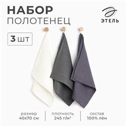 Набор полотенец кухонный «Этель» Fly, 40×70-3 шт., 100% лён