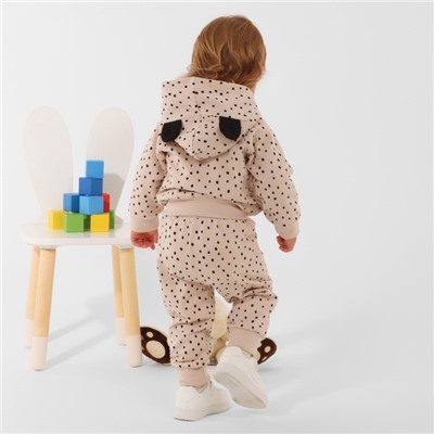 Набор детский (джемпер на молнии и брюки) «Крошка Я. Киса», рост 62-68 см, бежевый