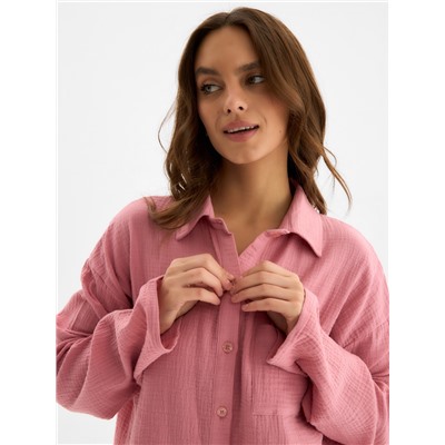 Пижама женская (рубашка, брюки) KAFTAN Basic, размер 40-42, пудрово-розовая