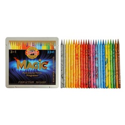 Карандаши цветные цельнографитовые, K-i-N PROGRESSO MAGIC 8774, 24 цвета, блендер, металлический пенал