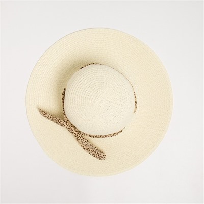 Шляпа женская MINAKU «Leopard» цвет молочный, размер 56-58