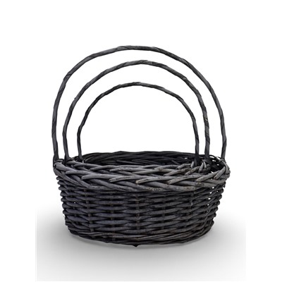 Набор корзин 3 шт ИВА 36x36x14 30x30x12 25x25x11 см ПЛЕТ ручка h=23/20/17 см