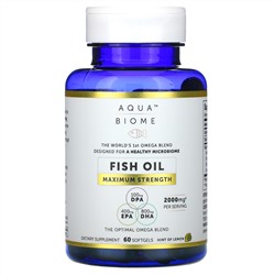 Enzymedica, Aqua Biome, рыбий жир с максимальной эффективностью, лимонный вкус, 2000 мг, 60 капсул