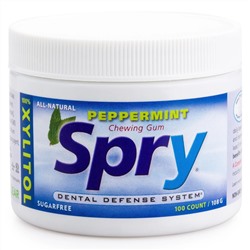 Xlear, Spry, жевательная резинка со вкусом мяты, без сахара, 100 штук (108 г)