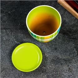 Горшок для цветов «Английская клетка», 1.4 л, d=15 см, h=13 см, керамический, с поддоном, зелёный