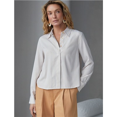 Укороченная блузка в полоску из хлопка