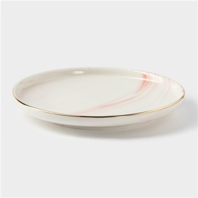 Тарелка керамическая пирожковая «Мрамор», d=15 см, цвет розовый