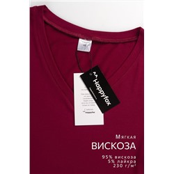 Женская футболка из вискозы с V-вырезом Happyfox