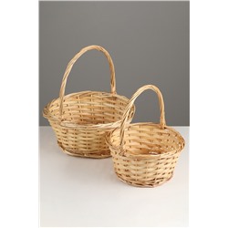 Корзина плетёная для хранения, ива, круглая, цвет натуральный, набор 2 шт.
