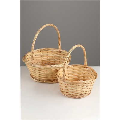Корзина плетёная для хранения, ива, круглая, цвет натуральный, набор 2 шт.