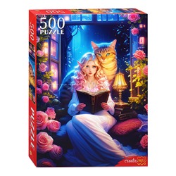 Пазлы 500 "Девушка с котом"