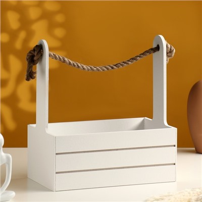 Подарочный ящик «Аром», деревянный, ручка - канат, белый, набор 3 шт.