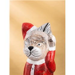 УЦЕНКА Сувенир интерьерный «Кот в новогоднем костюме», 15×13×40 см, дерево