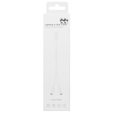 Переходник 2*Jack 3,5 (м) - Lightning (п) - MH026 20см (white)