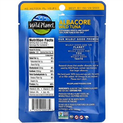 Wild Planet, Albacore Wild Tuna, 3 oz (85 g)