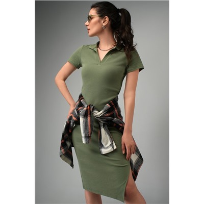 Женское платье-поло в рубчик Happyfox