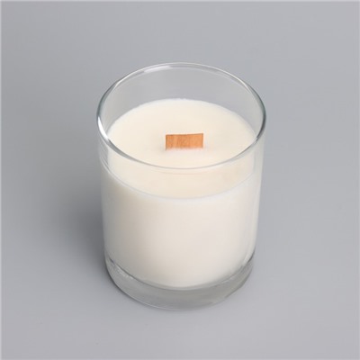 Ароматическая свеча в стакане с деревянным фитилем и крышкой «Сладкий гранат», из соевого воска, 110 г